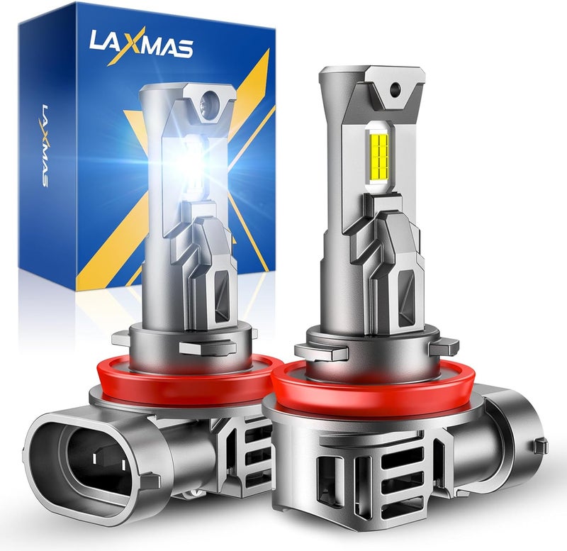 Laxmas H11 LED Bulbs, 32000LM Brightness 6500K Cool White H11 LED Light, wireless H11/H8/H9 Fog Lights with 15000RPM Cooling Fan, Real 1:1 Halogen Size Lights, Plug-N-Play,Pack of 2 - Image 1